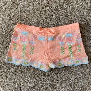 NWOT Embroidered orange cotton shorts